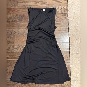Gathered dress with flare skirt